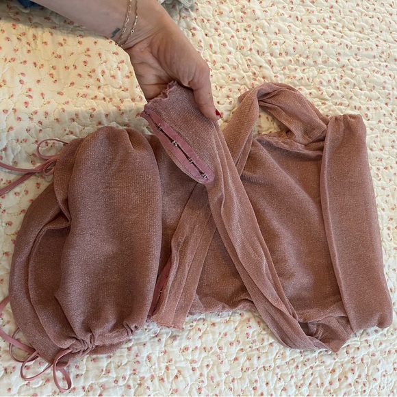 Simkhai sheer sparkly off the shoulder top size M - Picture 8 of 10